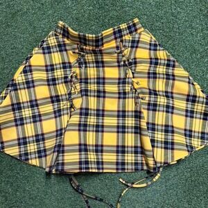 Hot Topic yellow plaid corset top with lace up front and back. Size: S